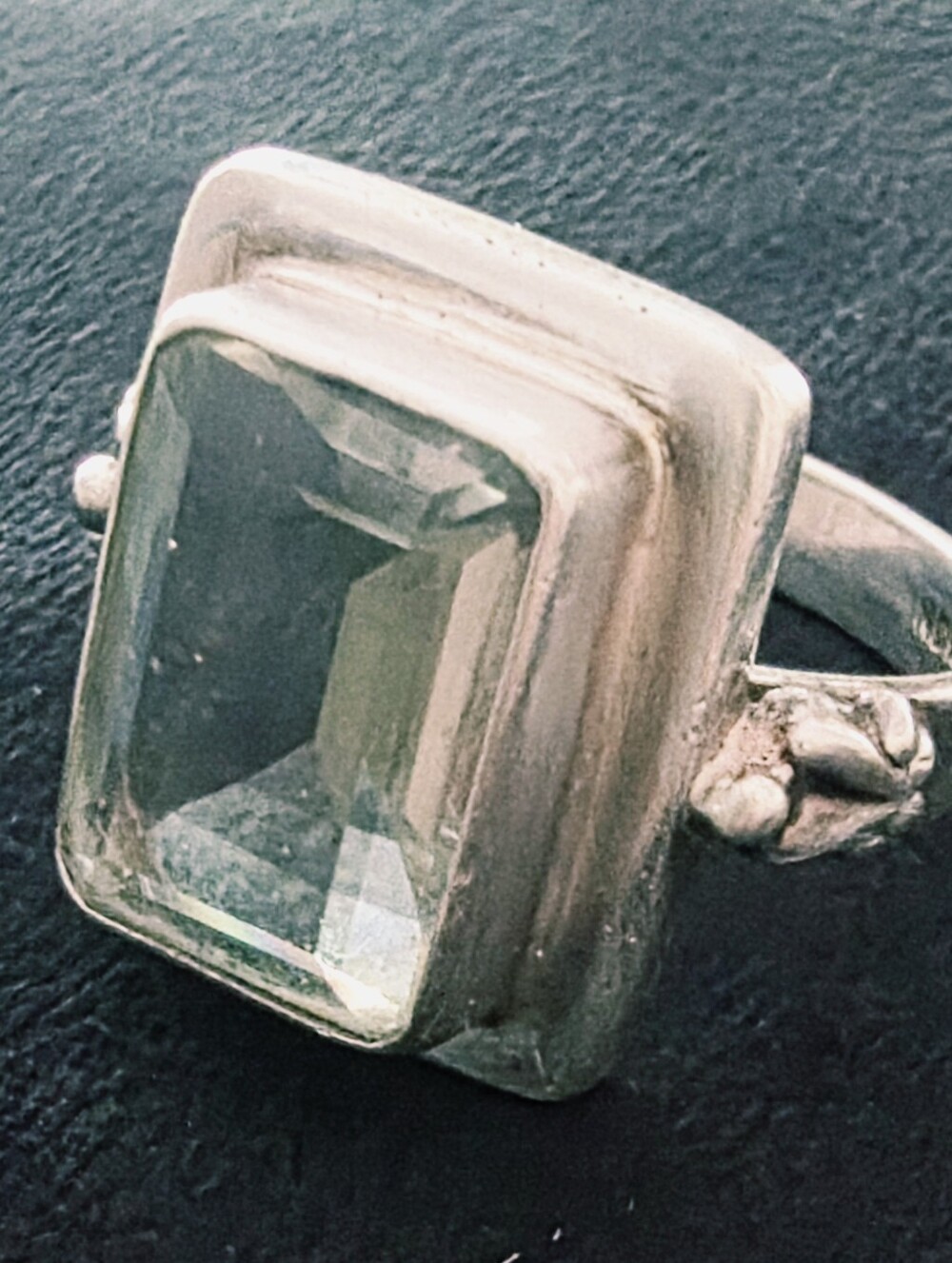 Sterling Silver Rectangular Green Amethyst Ring - Women's Jewelry sz 8